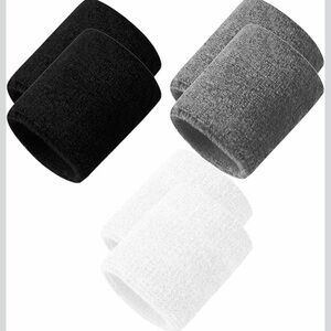 💜Men & Women 3 pack Terry Cloth Moisture Wicking wristband for Sports,Tennis,Gym